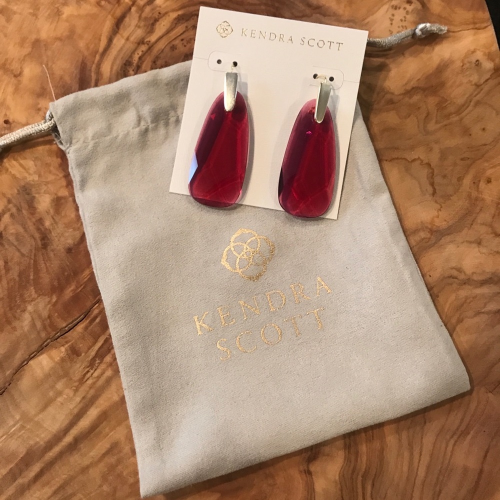 Kendra Scott Maize Gold Drop Earrings Berry Glass